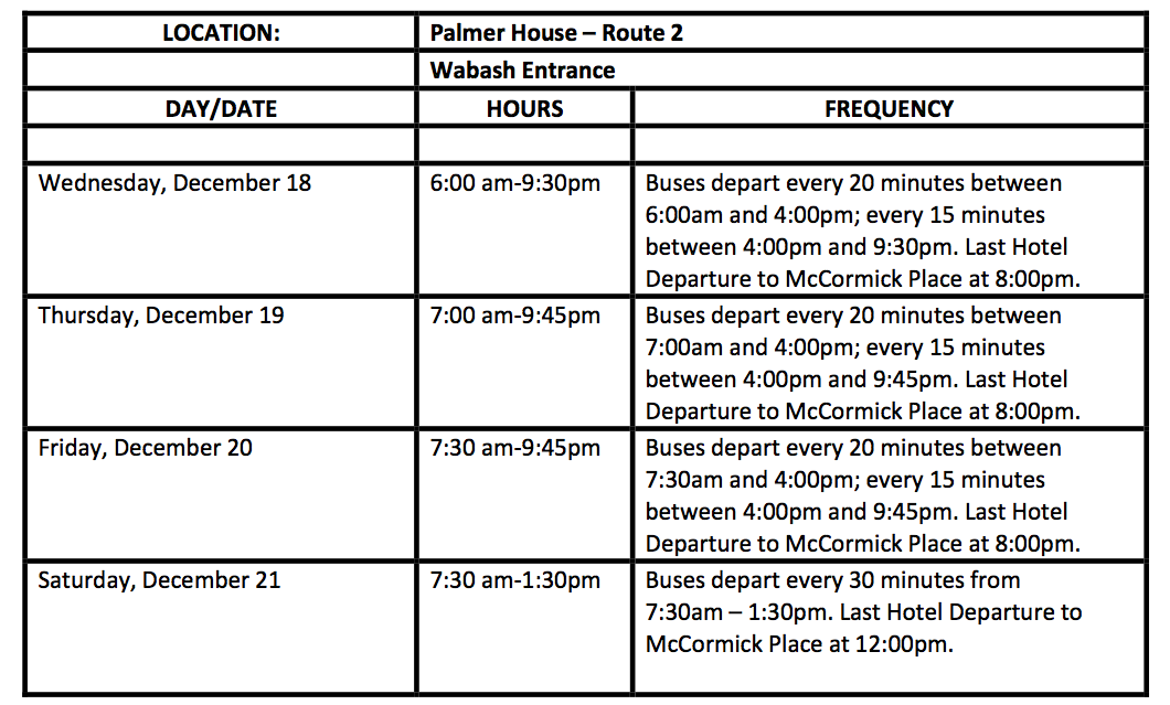 The Midwest Clinic Shuttle Schedule
