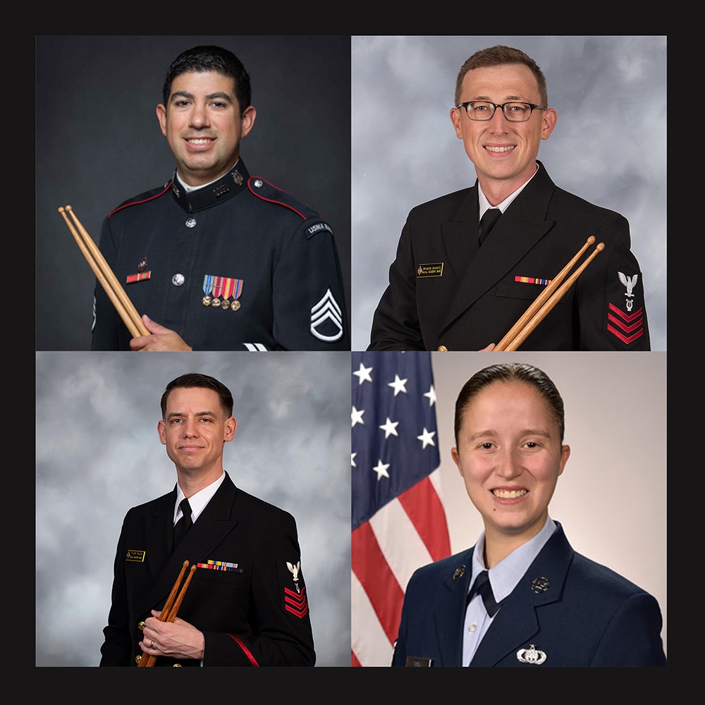 Members of the U.S. Naval Academy Band, West Point Band, and U.S. Air Force Academy Band Percussion Sections